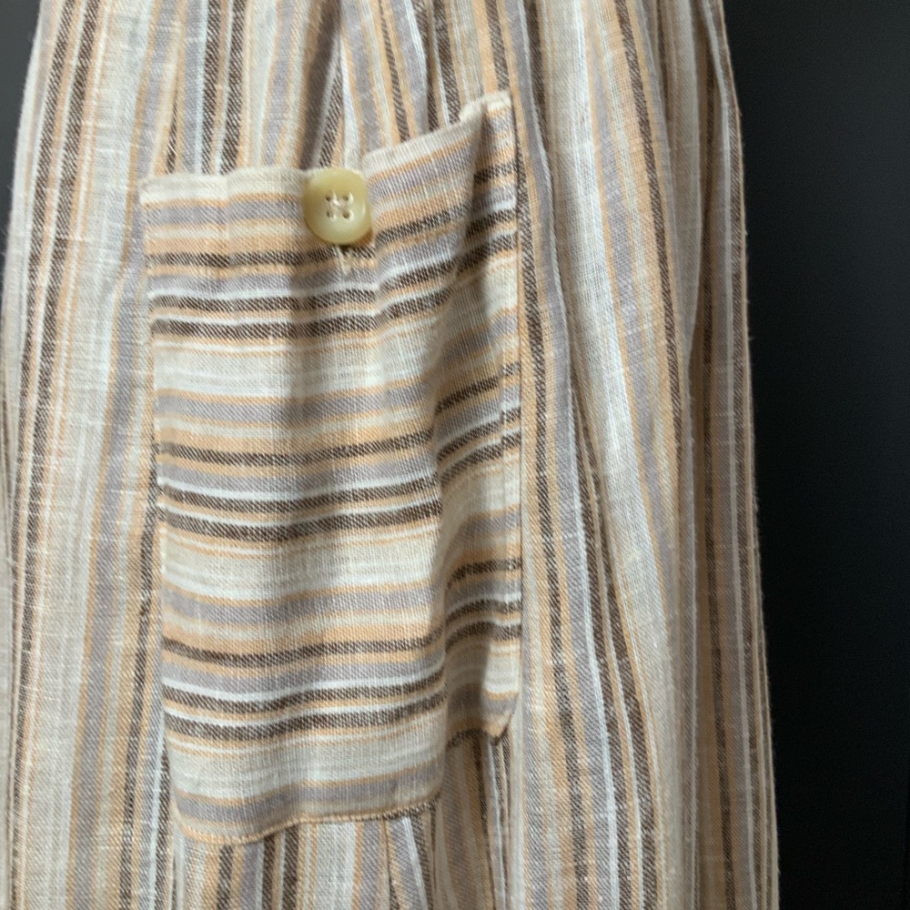 Indigo Rein Striped Linen-Blend Halter Midi Dress - Size Small - Picture 3 of 6